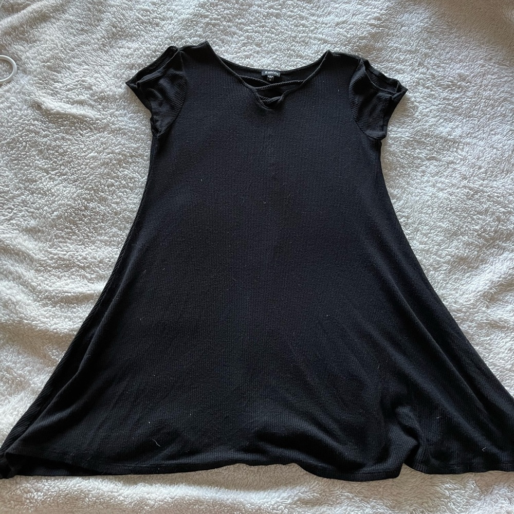 black waffle dress